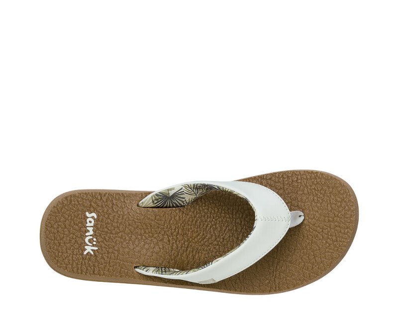 Sanuk Yoga Mat Cushioned Women's Flip Flops White / Brown | Canada 54AHK